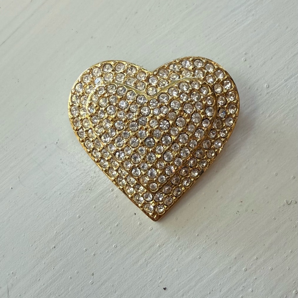 Joan Rivers Gold Heart-Shaped Brooch